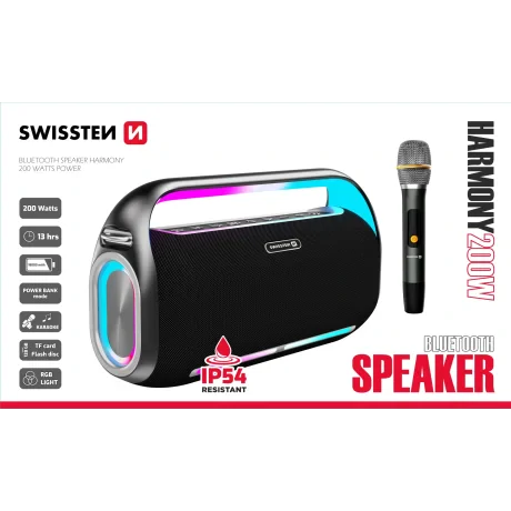 Boxă Bluetooth Swissten Harmony 200W Neagră