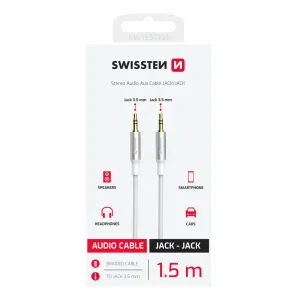 CABLU AUDIO SWISSTEN TEXTILE MUFĂ (mascul) / MUFĂ (mascul) 1.5 M ALB