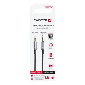 CABLU AUDIO SWISSTEN TEXTILE MUFĂ (mascul) / MUFĂ (mascul) 1.5 M NEGRU