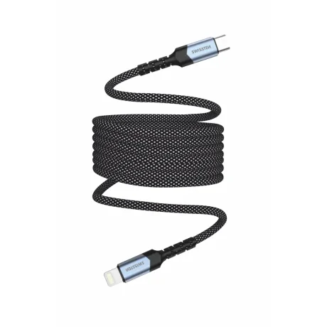 Cablu de date magnetic Swissten cu auto-înfășurare USB-C / Lightning 1 m