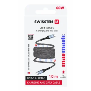 Cablu de date magnetic Swissten cu auto-înfășurare USB-C / USB-C 1 m