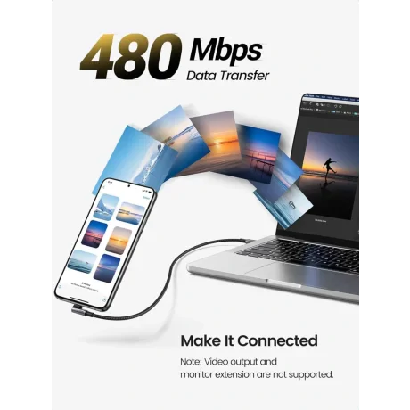 CABLU DE DATE SWISSTEN ARCADE USB-C / USB-C 2 M, 5A (100W) PENTRU LAPTOP NEGRU