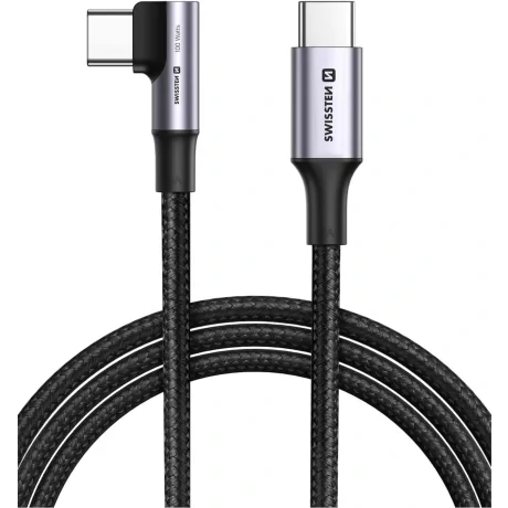CABLU DE DATE SWISSTEN ARCADE USB-C / USB-C 2 M, 5A (100W) PENTRU LAPTOP NEGRU