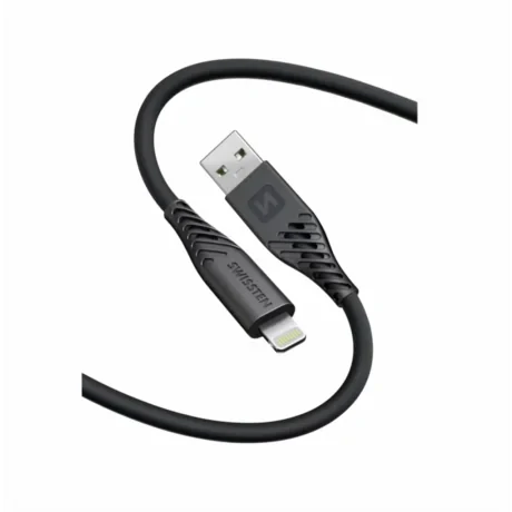 CABLU DE DATE SWISSTEN SILICON MOALE USB-A / LIGHTNING 0.4 M NEGRU 