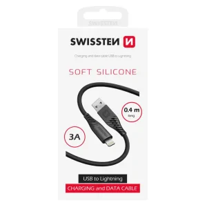 CABLU DE DATE SWISSTEN SILICON MOALE USB-A / LIGHTNING 0.4 M NEGRU 