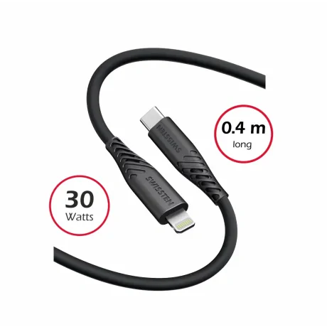 CABLU DE DATE SWISSTEN SILICON MOALE USB-C / LIGHTNING 0.4 M NEGRU 