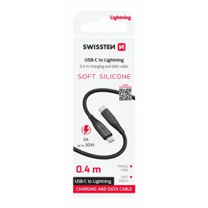 CABLU DE DATE SWISSTEN SILICON MOALE USB-C / LIGHTNING 0.4 M NEGRU 