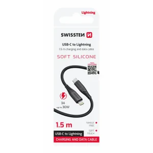 CABLU DE DATE SWISSTEN SILICON MOALE USB-C / LIGHTNING 1.5 M 30W NEGRU