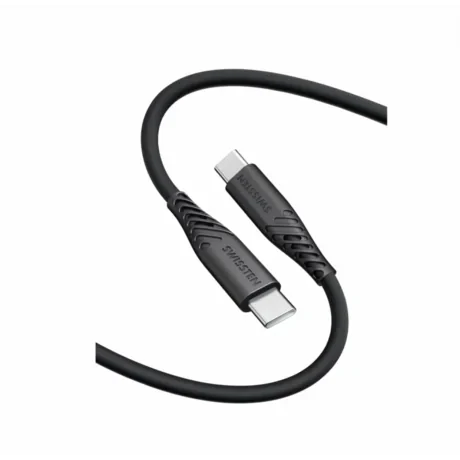 CABLU DE DATE SWISSTEN SILICON MOALE USB-C / USB-C 0.4 M NEGRU 