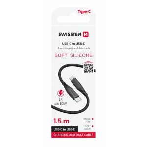CABLU DE DATE SWISSTEN SILICON MOALE USB-C / USB-C 1.5 M 60W NEGRU