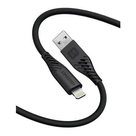 CABLU DE DATE SWISSTEN SILICON MOALE USB / LIGHTNING 1.5 M 30W NEGRU
