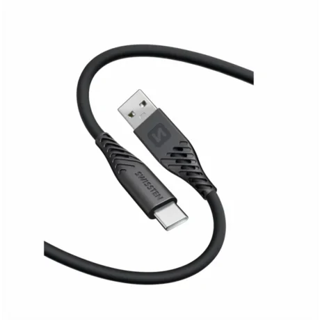 CABLU DE DATE SWISSTEN SILICON MOALE USB / USB-C 0.4 M NEGRU 