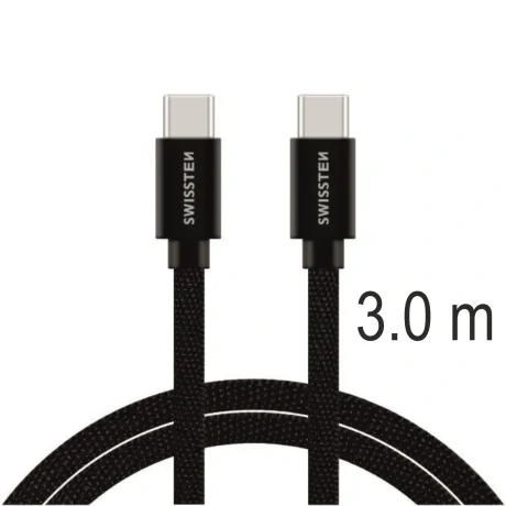 CABLU DE DATE SWISSTEN TEXTIL USB-C / USB-C 3.0 M NEGRU