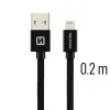 CABLU DE DATE SWISSTEN TEXTIL USB / LIGHTNING 0.2 M NEGRU