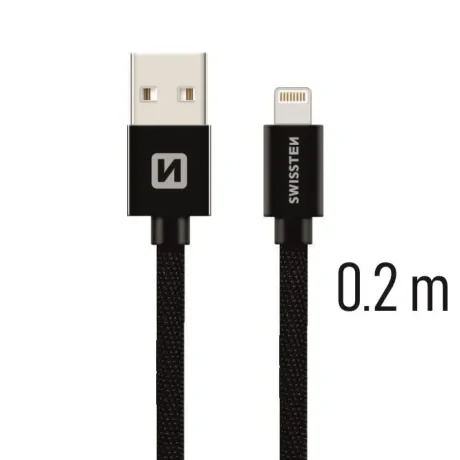 CABLU DE DATE SWISSTEN TEXTIL USB / LIGHTNING 0.2 M NEGRU