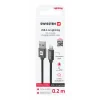 CABLU DE DATE SWISSTEN TEXTIL USB / LIGHTNING 0.2 M NEGRU