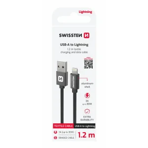 CABLU DE DATE SWISSTEN TEXTIL USB / LIGHTNING 1.2 M NEGRU