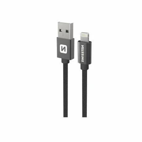 CABLU DE DATE SWISSTEN TEXTIL USB / LIGHTNING 1.2 M NEGRU