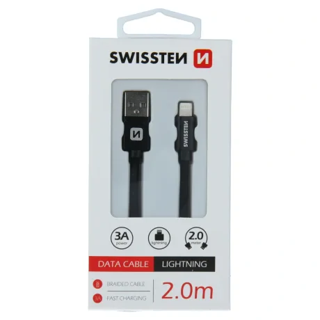 CABLU DE DATE SWISSTEN TEXTIL USB / LIGHTNING 2.0 M NEGRU