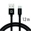 CABLU DE DATE SWISSTEN TEXTIL USB / MICRO USB 1.2 M NEGRU