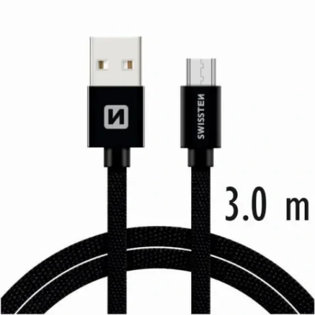 CABLU DE DATE SWISSTEN TEXTIL USB / MICRO USB 3.0 M NEGRU