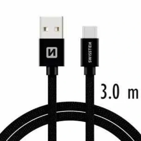 CABLU DE DATE SWISSTEN TEXTIL USB / USB-C 3.0 M NEGRU