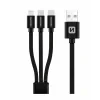 CABLU DE DATE SWISSTEN TEXTILE 3 în 1 1,2 M NEGRU (Lightning, 2x USB-C) 