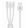 CABLU DE DATE SWISSTEN TEXTILE 3 în 1 MFi 1.2 M ARGINTIU (Lightning, USB-C, Micro USB)