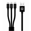CABLU DE DATE SWISSTEN TEXTILE 3 în 1 MFi 1,2 M NEGRU (Lightning, USB-C, Micro USB)