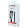 CABLU DE DATE SWISSTEN TEXTILE 3 în 1 MFi 1,2 M NEGRU (Lightning, USB-C, Micro USB)