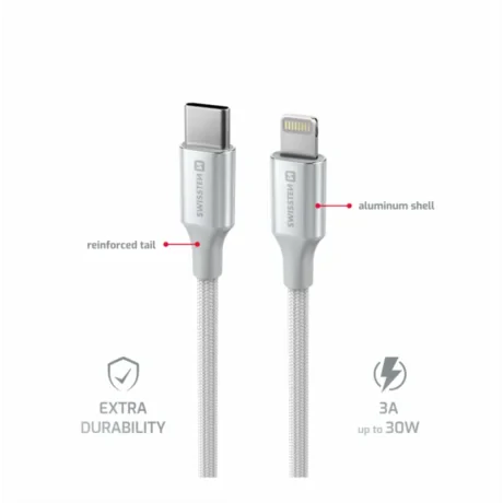 CABLU DE DATE SWISSTEN TEXTILE II USB-C / LIGHTNING 1.5 M ALB