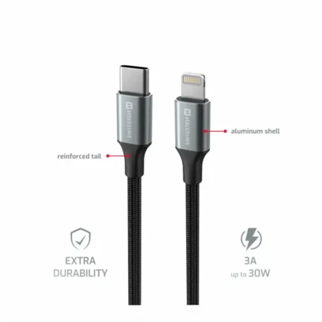 CABLU DE DATE SWISSTEN TEXTILE II USB-C / LIGHTNING 1.5 M NEGRU