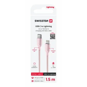 CABLU DE DATE SWISSTEN TEXTILE II USB-C / LIGHTNING 1.5 M ROZ