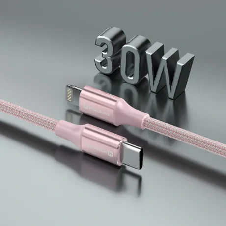 CABLU DE DATE SWISSTEN TEXTILE II USB-C / LIGHTNING 1.5 M ROZ
