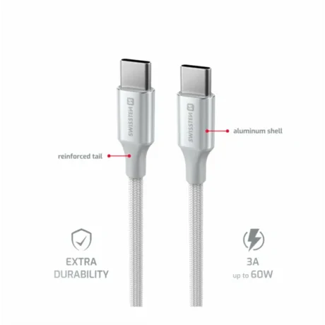 CABLU DE DATE SWISSTEN TEXTILE II USB-C / USB-C 1.5 M ALB