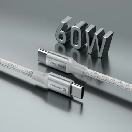 CABLU DE DATE SWISSTEN TEXTILE II USB-C / USB-C 1.5 M ALB