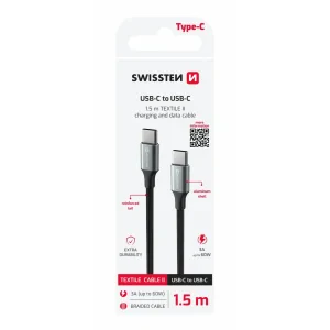 CABLU DE DATE SWISSTEN TEXTILE II USB-C / USB-C 1.5 M NEGRU