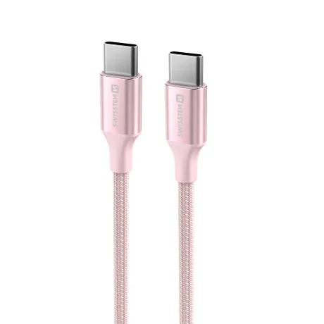 CABLU DE DATE SWISSTEN TEXTILE II USB-C / USB-C 1.5 M ROZ
