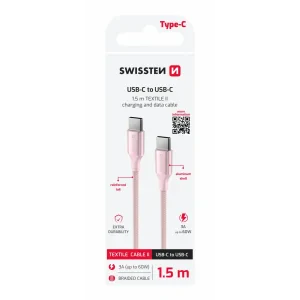 CABLU DE DATE SWISSTEN TEXTILE II USB-C / USB-C 1.5 M ROZ