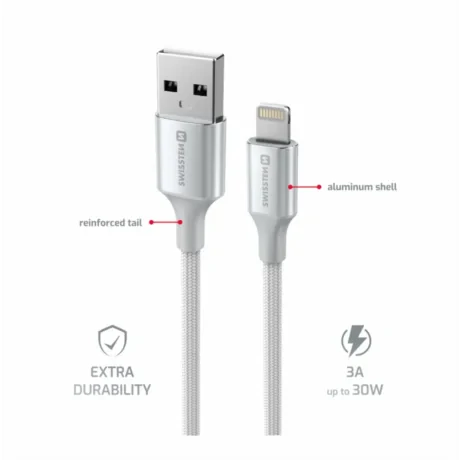 CABLU DE DATE SWISSTEN TEXTILE II USB / LIGHTNING 1.5 M ALB