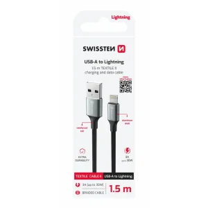 CABLU DE DATE SWISSTEN TEXTILE II USB / LIGHTNING 1.5 M NEGRU