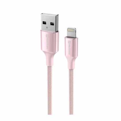 CABLU DE DATE SWISSTEN TEXTILE II USB / LIGHTNING 1.5 M ROZ