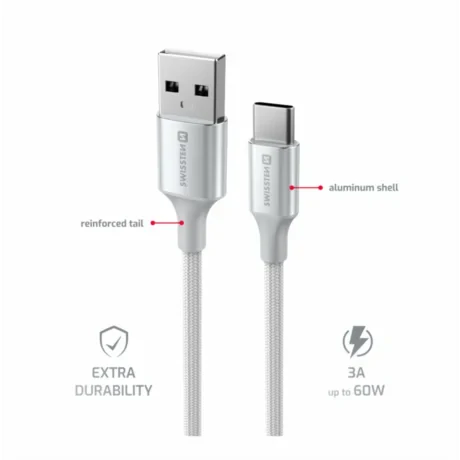 CABLU DE DATE SWISSTEN TEXTILE II USB / USB-C 1.5 M ALB
