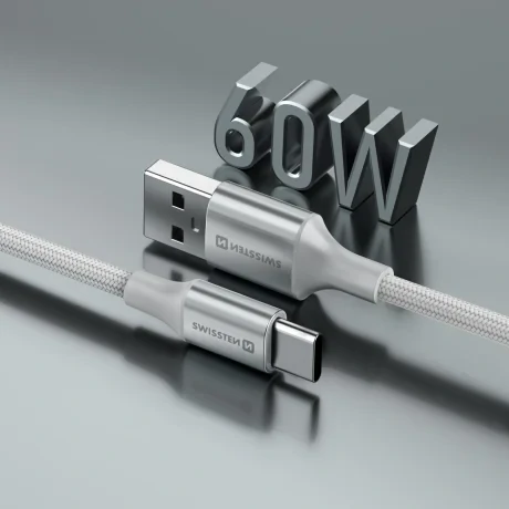 CABLU DE DATE SWISSTEN TEXTILE II USB / USB-C 1.5 M ALB