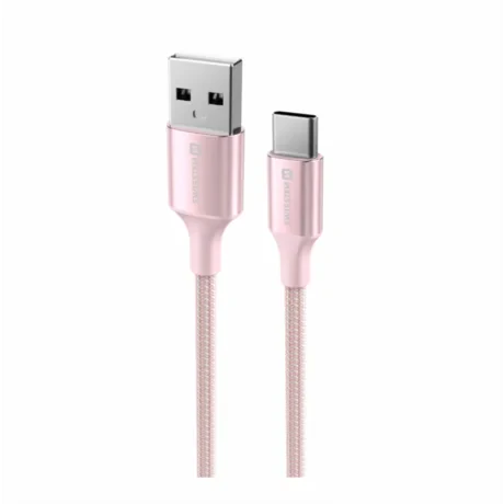 CABLU DE DATE SWISSTEN TEXTILE II USB / USB-C 1.5 M ROZ