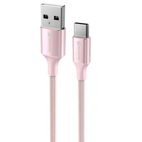 CABLU DE DATE SWISSTEN TEXTILE II USB / USB-C 1.5 M ROZ