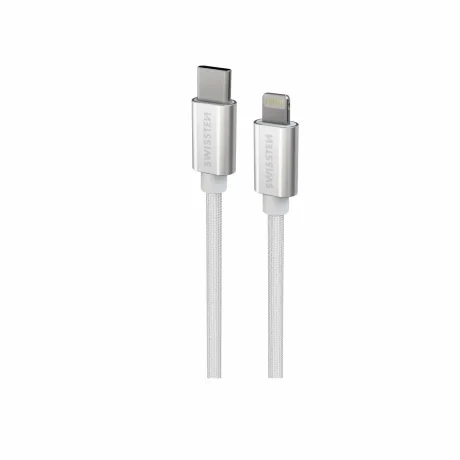 CABLU DE DATE SWISSTEN TEXTILE USB-C / LIGHTNING 1.2 M ARGINTIU