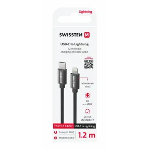 CABLU DE DATE SWISSTEN TEXTILE USB-C / LIGHTNING 1.2 M NEGRU
