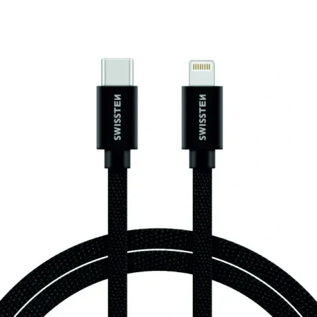 CABLU DE DATE SWISSTEN TEXTILE USB-C / LIGHTNING 2.0 M NEGRU