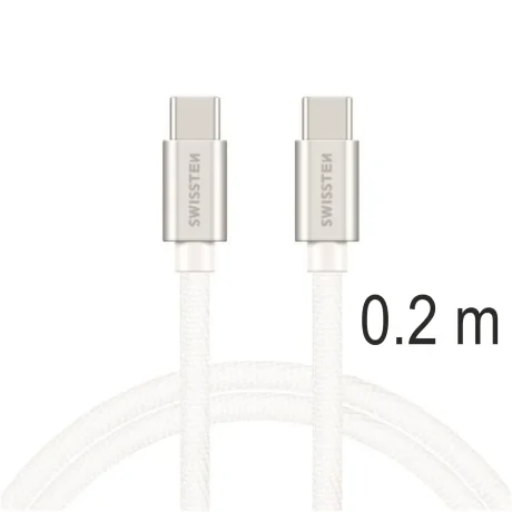 CABLU DE DATE SWISSTEN TEXTILE USB-C / USB-C 0.2 M ARGINTIU